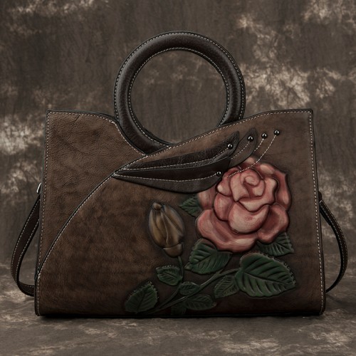 Luxury Women Genuine Leather Handbags Ladies Retro Elegant Shoulder Messenger Ba