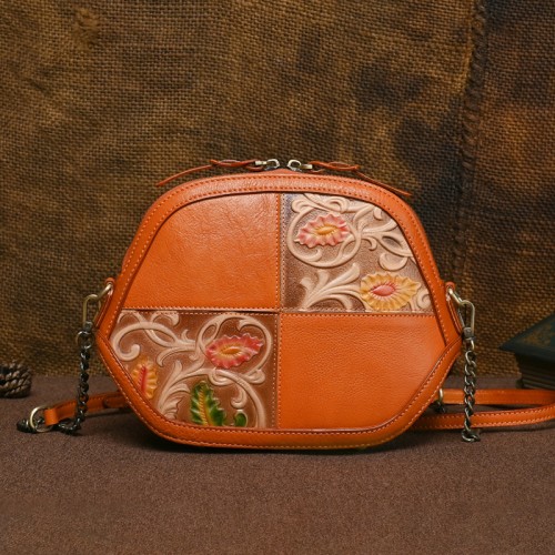 New Crossbody Bags for Women Embossed Genuine Leather Ladies Shoulder Bag