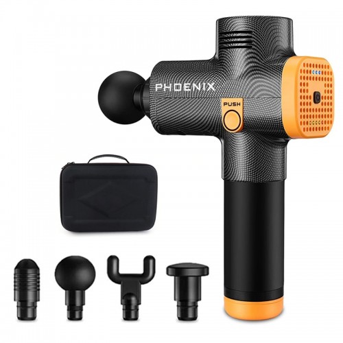 Phoenix a2 Massage Gun Black Body Massager Electric 4 Heads Pistol Massager