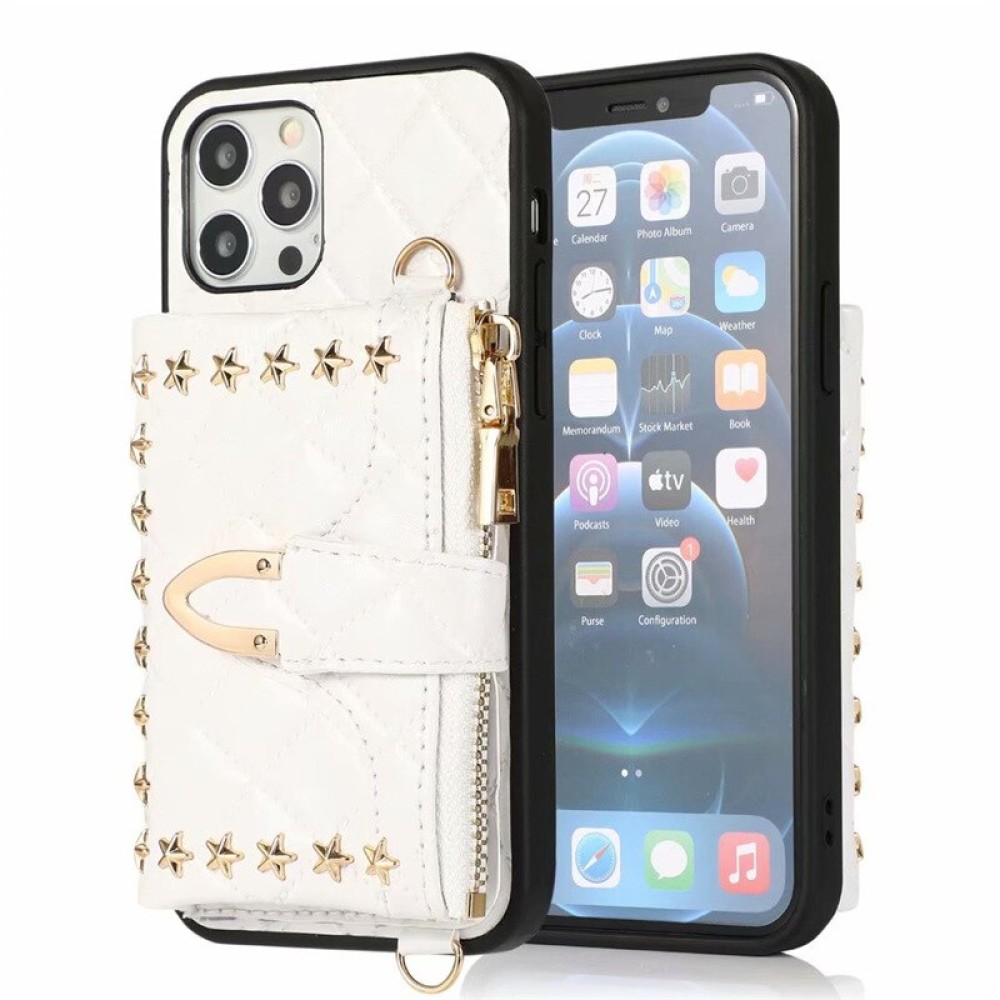 Luxury iPhone wallet case for 13 12 11 with strap